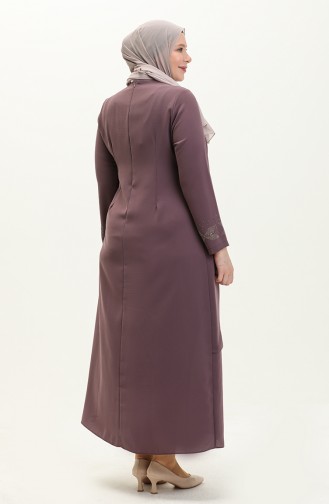 Plus Size Stone Printed Evening Dress 6077-04 Dusty Rose 6077-04