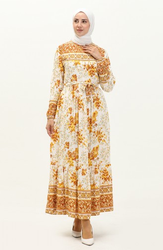 Patterned Viscose Dress 0114-01 Mustard 0114-01