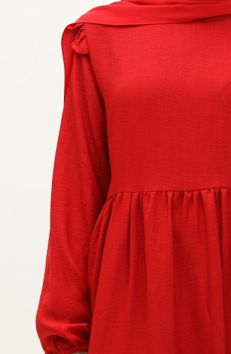 Ruffle Detailed Dress 0201-01 Red 0201-01