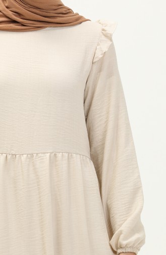 Ruffle Detailed Dress 0201-03 Cream 0201-03