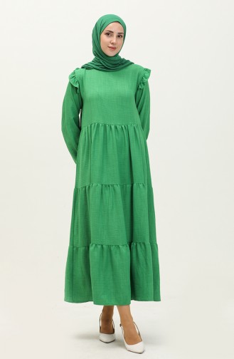 Ruffle Detailed Dress 0201-05 Green 0201-05