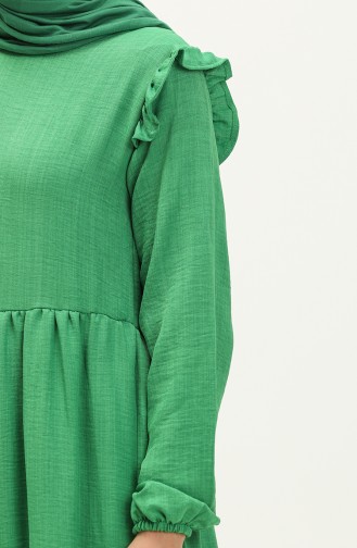 Robe Détaillée à Volants 0201-05 Vert 0201-05