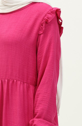 Ruffle Detailed Dress 0201-06 Fuchsia 0201-06