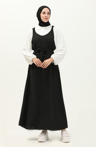 Aerobin Anzug Erscheinungsbild Kleid 0203-01 Schwarz Weiß 0203-01