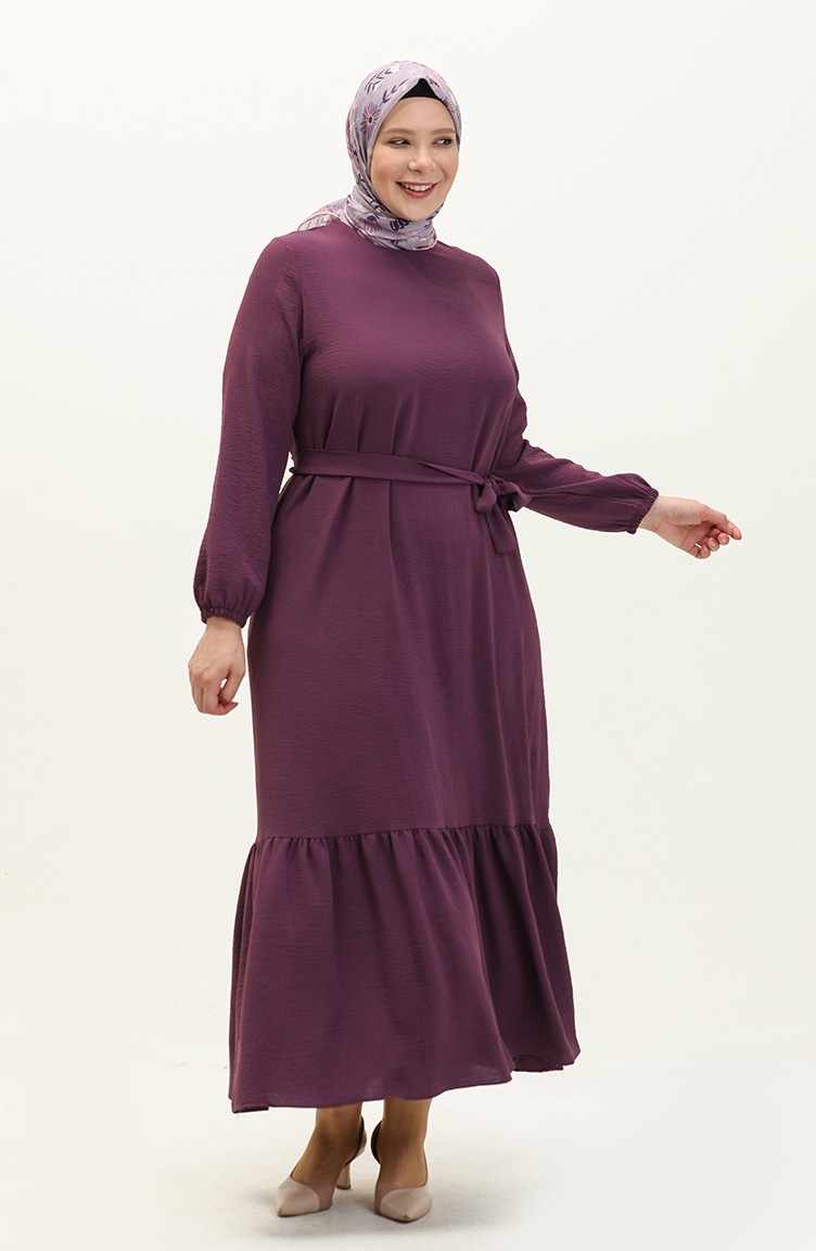 Robe D ete Grande Taille Pour Femmes Robe Hijab Plissee Tissu Ayrobin 8414 Prune 8414.Murdum Sefamerve