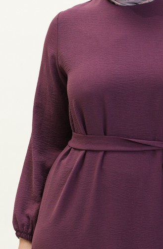 Summer Women`s Plus Size Dress Pleated Women`s Hijab Dress Ayrobin Fabric 8414 Plum 8414.Mürdüm