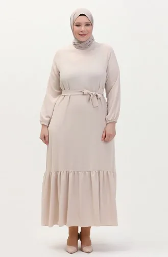 Robe D`été Grande Taille Plissée Pour Femmes Hijab Tissu Ayrobin Pierre 8414 8414.Taş