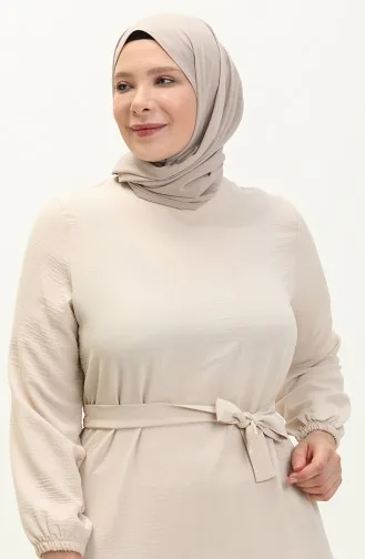 Robe D`été Grande Taille Plissée Pour Femmes Hijab Tissu Ayrobin Pierre 8414 8414.Taş