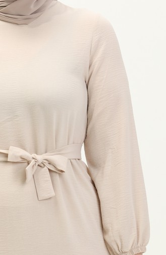 Summer Women`s Plus Size Dress Pleated Women`s Hijab Dress Ayrobin Fabric 8414 Stone 8414.Taş