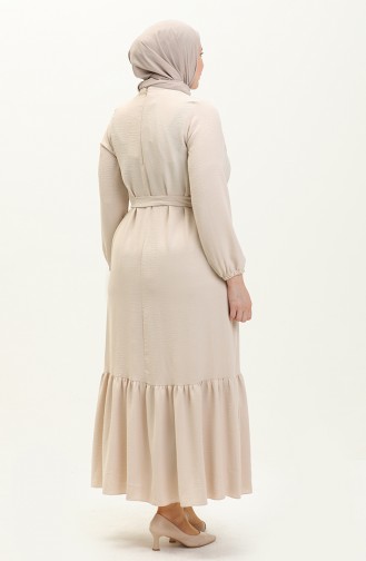 Summer Women`s Plus Size Dress Pleated Women`s Hijab Dress Ayrobin Fabric 8414 Stone 8414.Taş