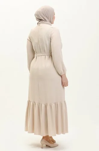 Robe D`été Grande Taille Plissée Pour Femmes Hijab Tissu Ayrobin Pierre 8414 8414.Taş