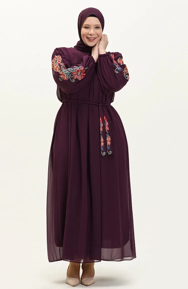 Robe Mousseline Brodée 24Y8889-01 Pourpre 24Y8889-01