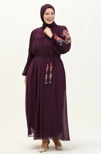 Robe Mousseline Brodée 24Y8889-01 Pourpre 24Y8889-01