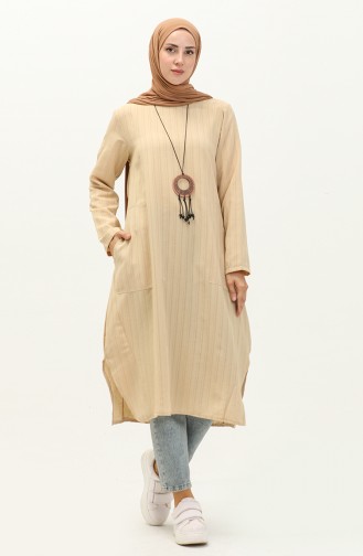 Kolyeli Uzun Tunik 24Y9038-02 Sarı
