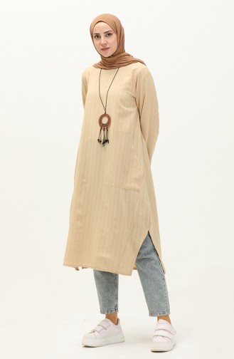 Kolyeli Uzun Tunik 24Y9038-02 Sarı