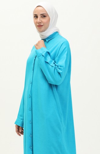 Buttoned Linen Tunic 24y9042-01 Turquoise 24Y9042-01