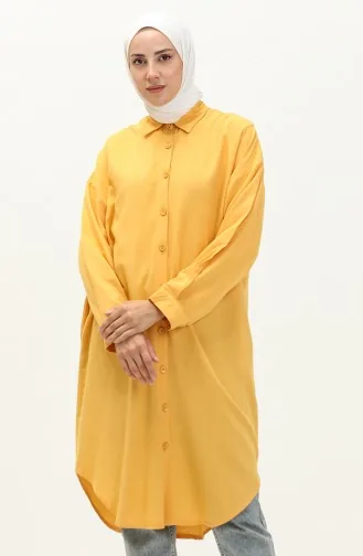 تونيك كتان بأزرار  24Y9042-02 خردلي  24Y9042-02