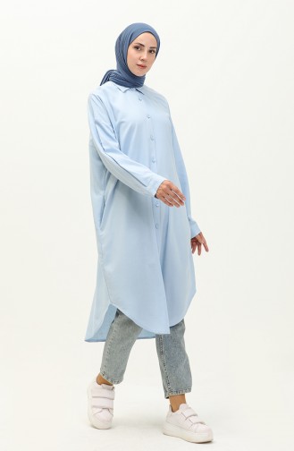 Buttoned Linen Tunic 24Y9042-04 Ice Blue 24Y9042-04