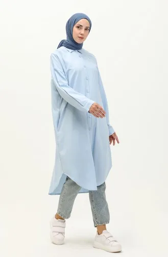 تونيك كتان بأزرار  24Y9042-04 أزرق فاتح 24Y9042-04