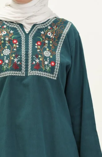 Bluse aus besticktem Sile-Tuch 0011-10 Petrol 0011-10