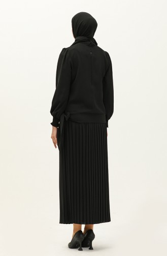 Tie Blouse And Skirt Double Suit 2046-06 Black 2046-06