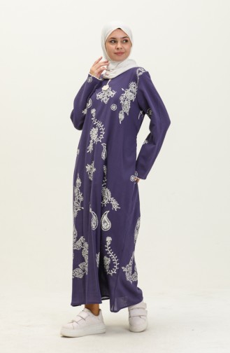 Sile Stoff Kleid mit langen Ärmeln 0444-10 Dunkelviolett 0444-10