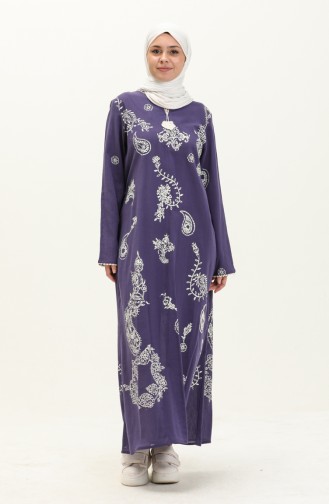 Sile Stoff Kleid mit langen Ärmeln 0444-10 Dunkelviolett 0444-10