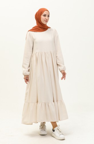 Gerafftes Kleid 1886-03 Creme 1886-03