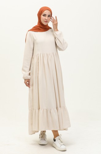 Gerafftes Kleid 1886-03 Creme 1886-03