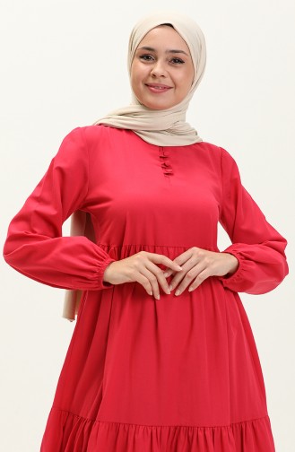 Büzgülü Elbise 401566-02 Fuşya