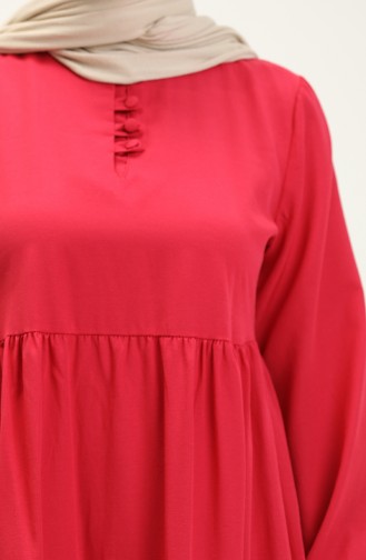 Büzgülü Elbise 401566-02 Fuşya