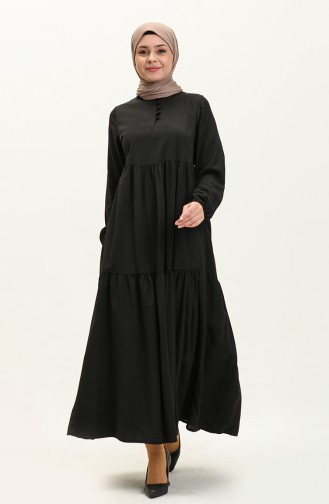 Gerafftes Kleid 401566-03 Schwarz 401566-03