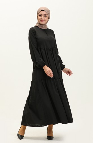 Gerafftes Kleid 401566-03 Schwarz 401566-03