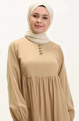 Büzgülü Elbise 401566-05 Sütlü kahve