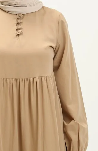 Büzgülü Elbise 401566-05 Sütlü kahve