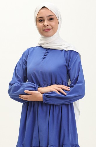 Büzgülü Elbise 401566-07 Saks