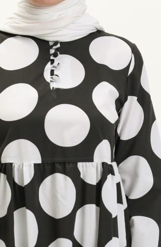 Gepunktetes gemustertes Kleid 70156B-03 Schwarz Weiß 70156B-03