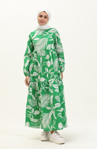 Terikoton Gerafftes Kleid 70156C-04 Grün 70156C-04