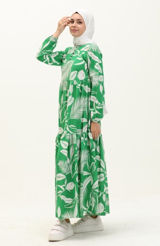 Terikoton Gerafftes Kleid 70156C-04 Grün 70156C-04