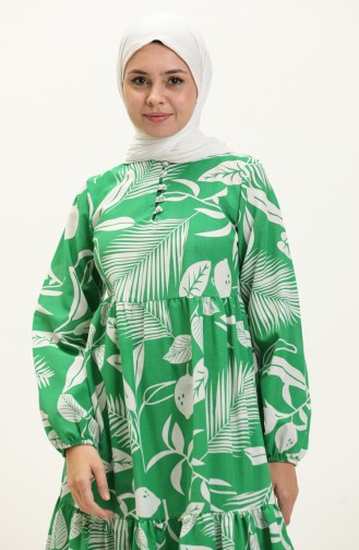 Terikoton Gerafftes Kleid 70156C-04 Grün 70156C-04