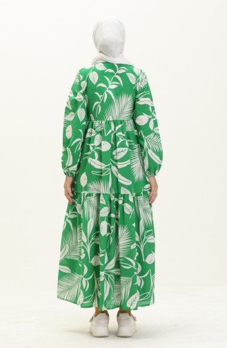 Terikoton Gerafftes Kleid 70156C-04 Grün 70156C-04