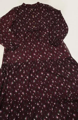 Robe en Viscose à Motif 0109D-03 Plum 0109D-03