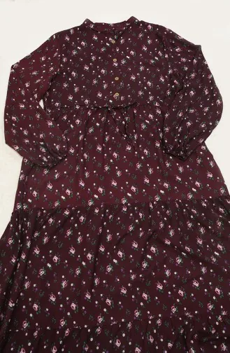 Robe en Viscose à Motif 0109D-03 Plum 0109D-03
