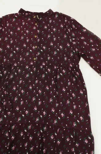 Robe en Viscose à Motif 0109D-03 Plum 0109D-03