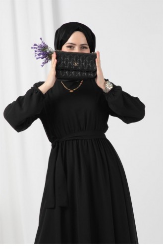 Svt2461 Şifon Elbise-Siyah