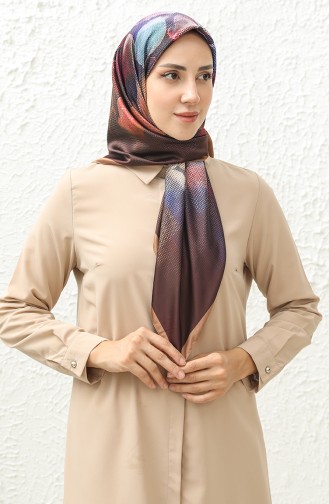 Karaca Patterned Rayon Scarf 81010-04 Plum Gold 81010-04