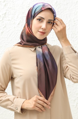 Karaca Patterned Rayon Scarf 81010-04 Plum Gold 81010-04