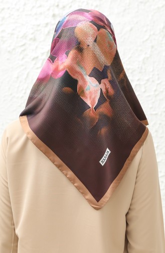 Karaca Patterned Rayon Scarf 81010-04 Plum Gold 81010-04