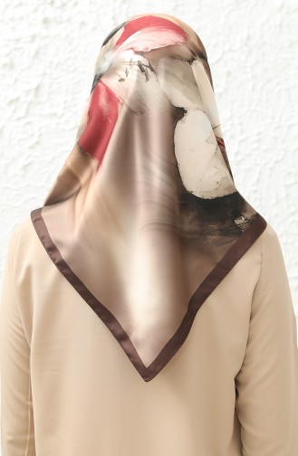 Karaca Patterned Rayon Scarf 81012-02 Brown Claret Red 81012-02