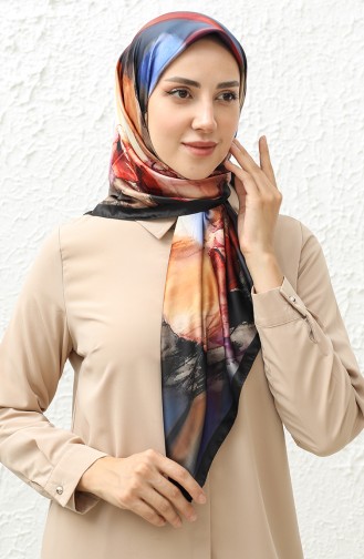 Karaca Patterned Rayon Scarf 81012-05 Black İndigo 81012-05